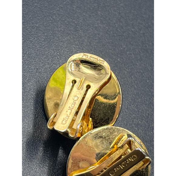 CHRISTIAN DIOR Vintage Designer Signed Gold Plated Faux Pearl Clip On Earrings - Picture 11 of 14